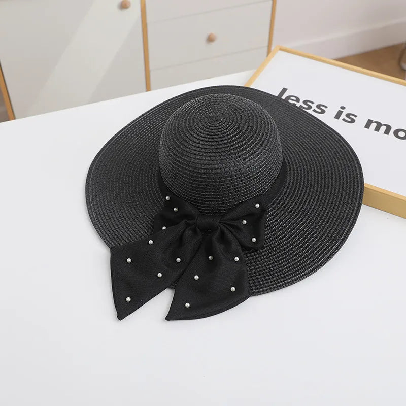 women's simple style classic style color block wide eaves straw hat