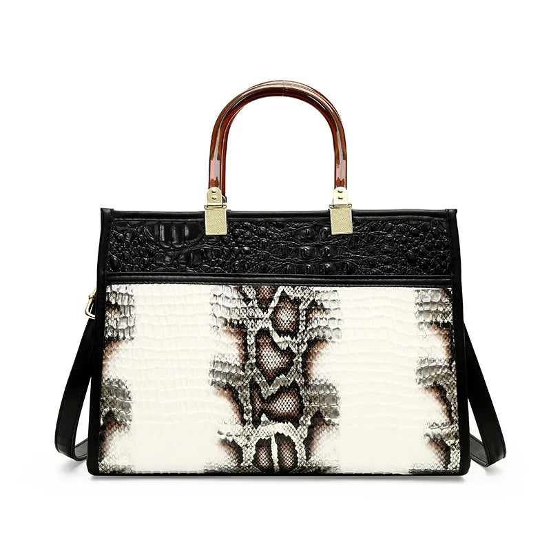 Women's Large Pu Leather Crocodile Vintage Style Streetwear Square Zipper Shoulder Bag