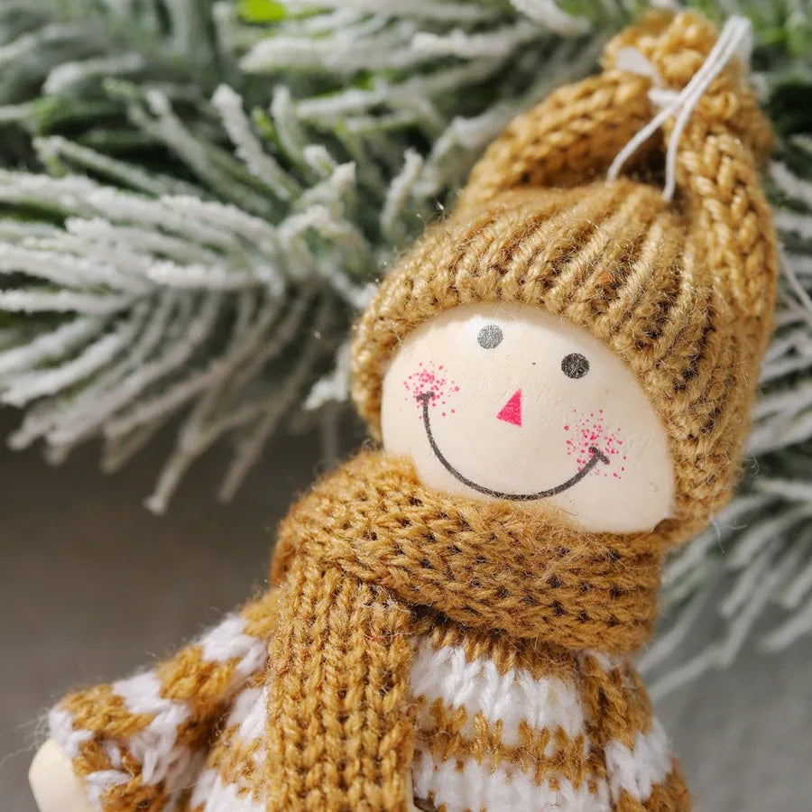 Christmas Cute Snowman Wood yarn Party Hanging Ornaments