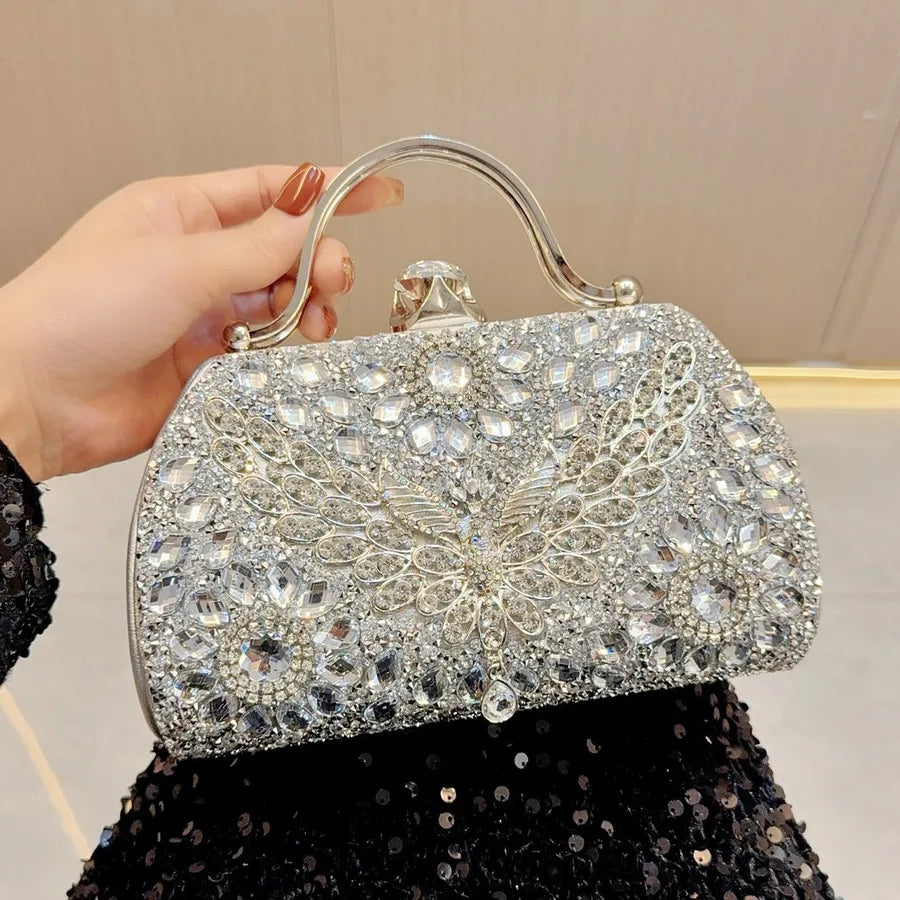 New   diamond crystal handbag full diamond fashion dress banquet bag evening bag shoulder crossbody bag
