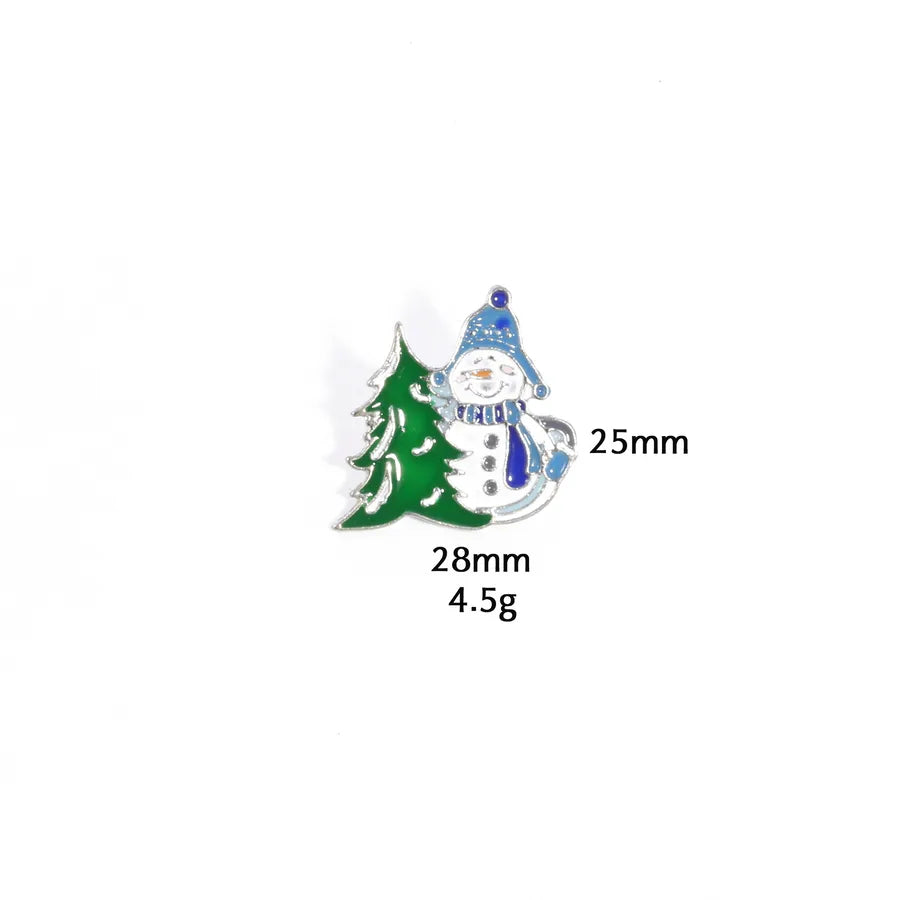 Christmas Snowman Series Metal Lapel Pin Winter Sweater Collar Pin Geometric Pattern British Vintage Style Unisex Lapel Brooch