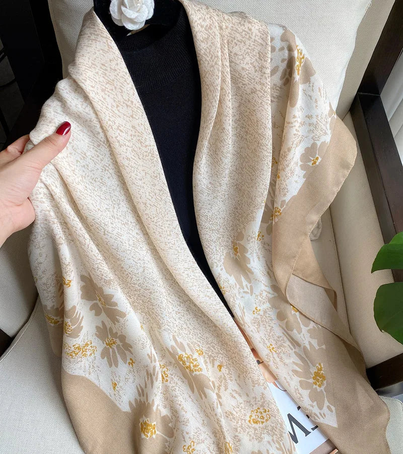 women's retro ethnic style printing polyester printing scarf