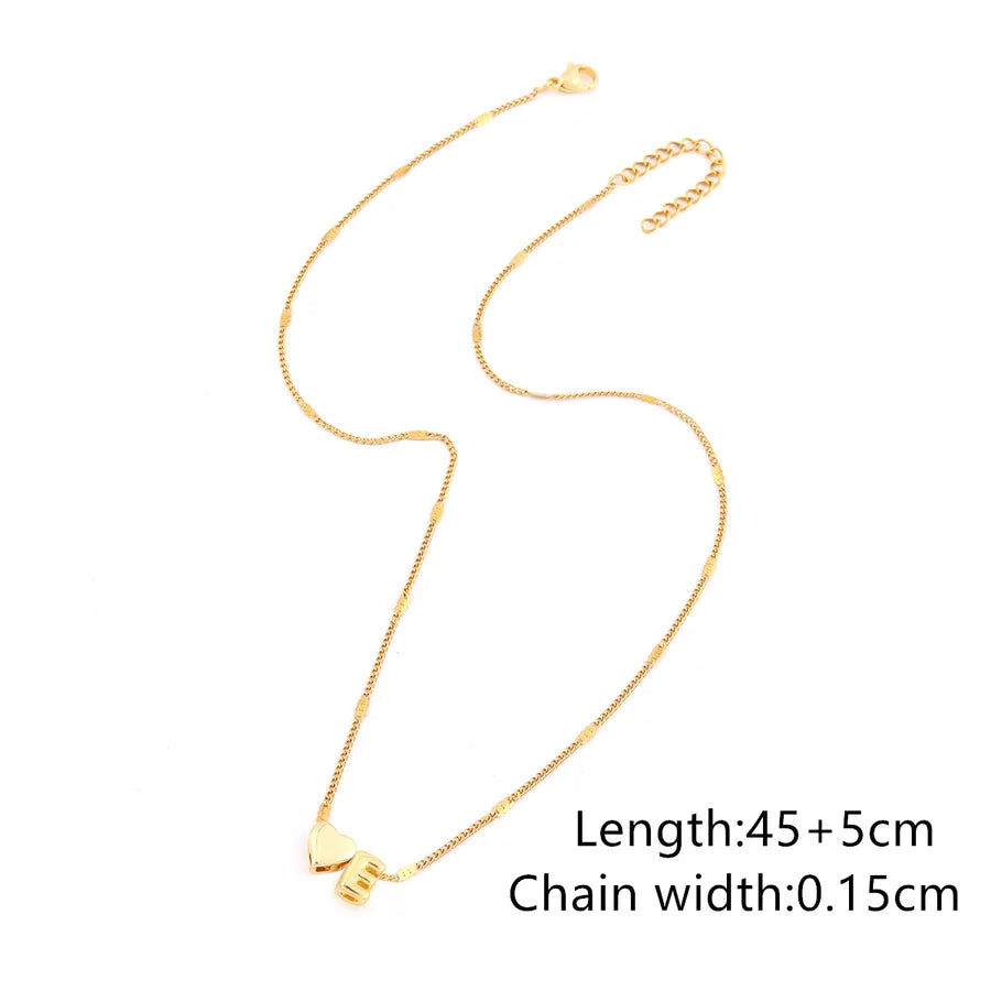 Wholesale Jewelry Simple Style Classic Style Letter Heart Shape 201 Stainless Steel Copper Pendant Necklace cable chain