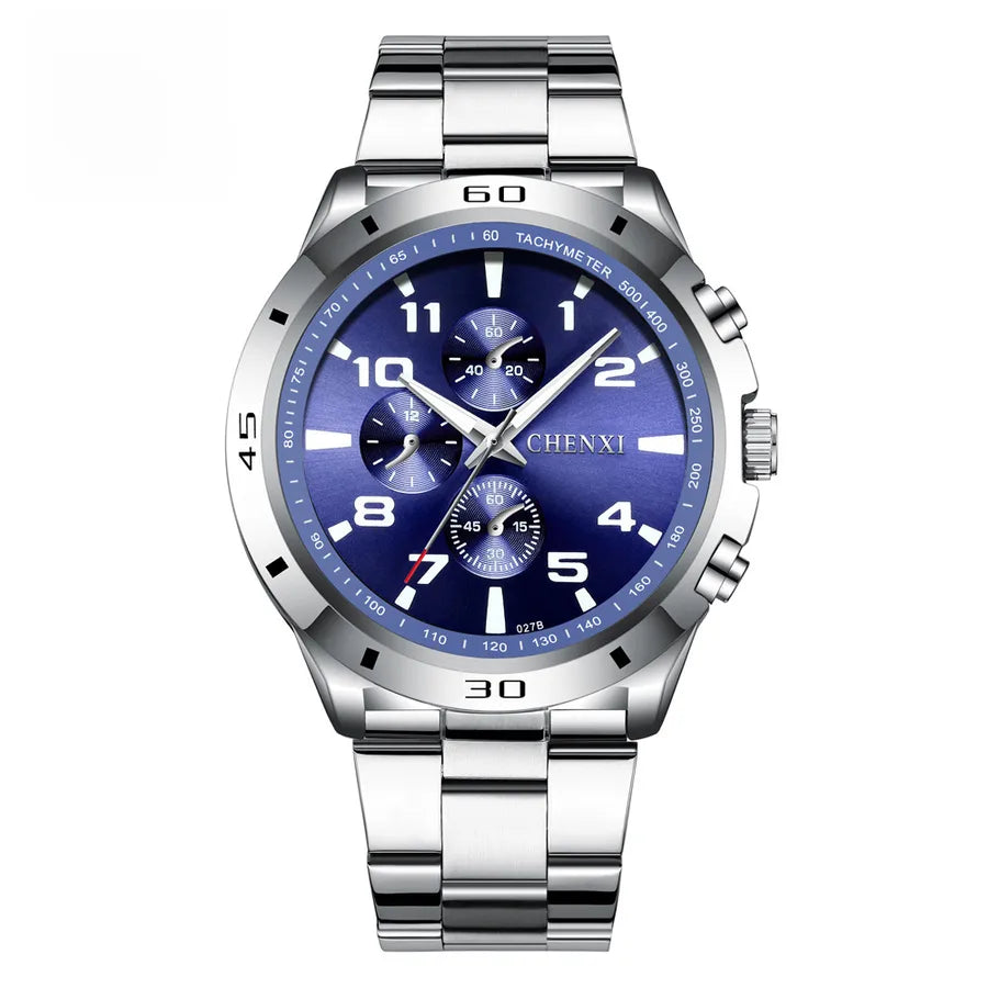 Dawn Hot Business Watch Luminous Waterproof Quartz Watch 027B Wholesale Three Eyes Decoration Men's Sports Watch
