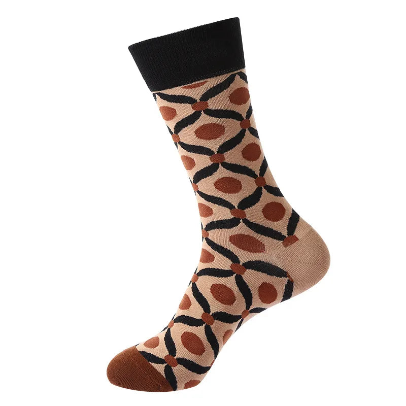 Men's Casual Sports Plaid Nylon Cotton Spandex Crew Socks 10 Pairs Per Pack