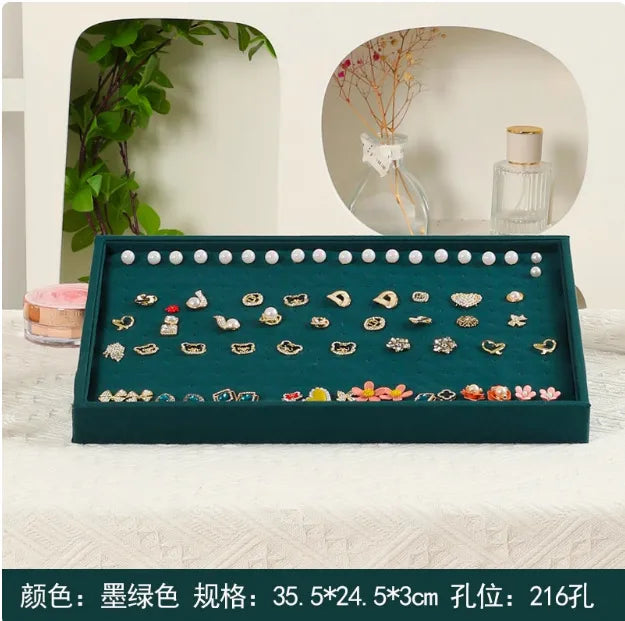 Dark Green Jewelry Necklace Box Ring Bracelet Jade Storage Box Bangle Pendant Display Props Earring Jewelry Tray