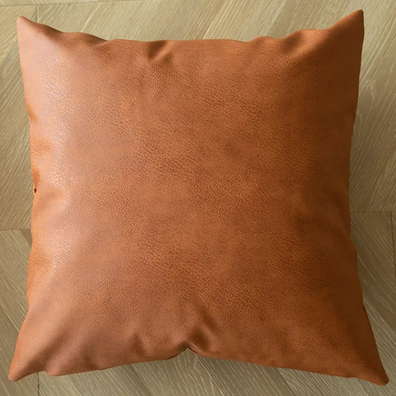 cute color block pu milk fiber throw pillow