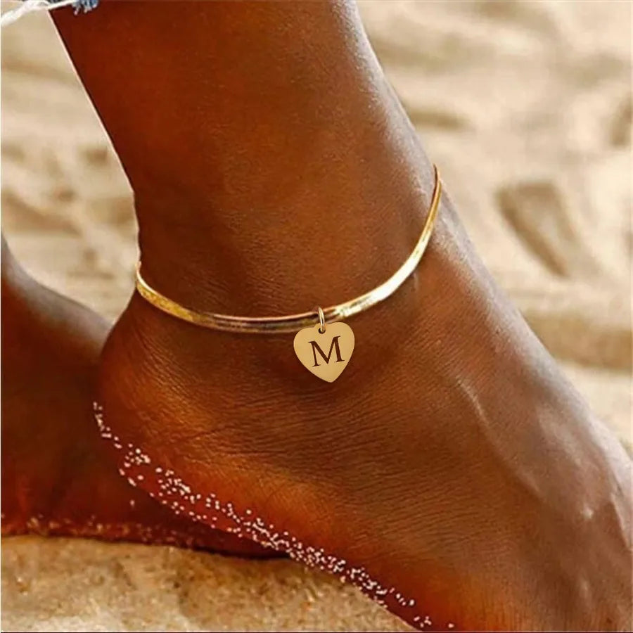 Wholesale Jewelry Elegant Simple Style Classic Style Letter Heart Shape 201 Stainless Steel 304 Stainless Steel Anklet