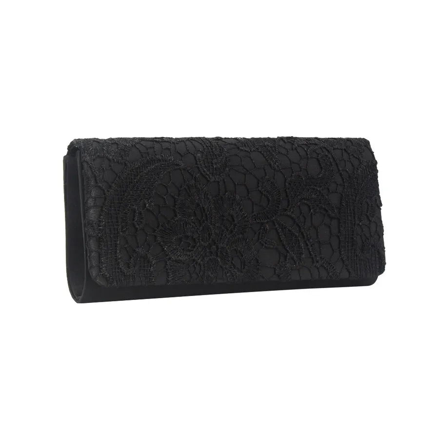 [new Style] Lace Floral Silk Ladies Clutch Bag Casual and Generous Evening Gift Bag Fashion Evening Bag