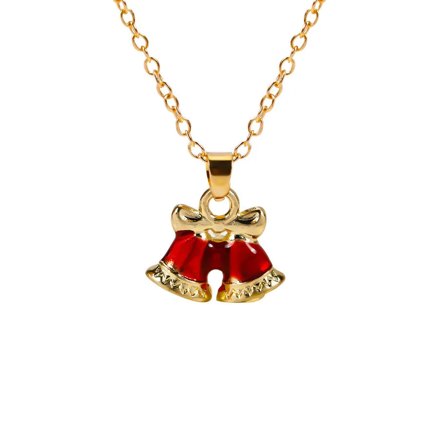 Christmas Themed Alloy Pendant Necklace With Bell Snowflake Design Geometric Pattern For Men And Women Christmas Tree Santa Claus Deer Stick