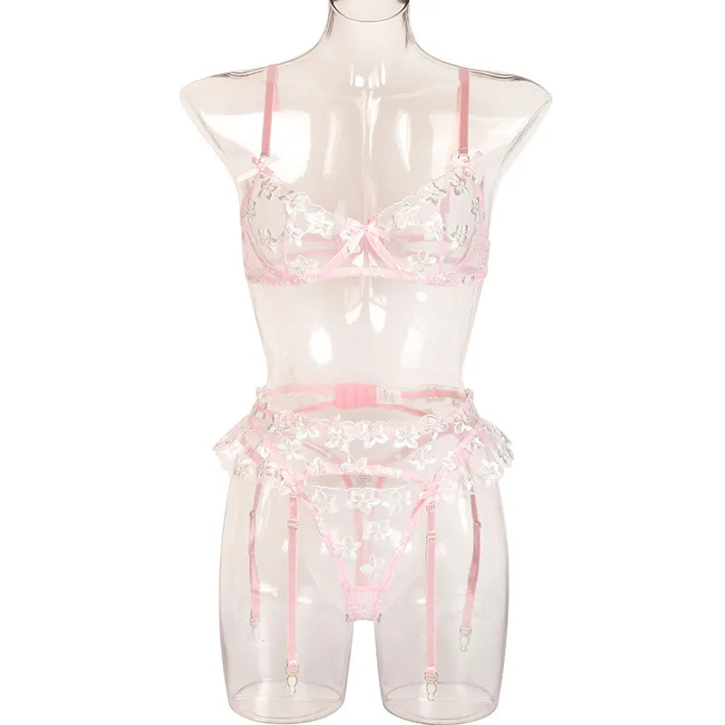 wholesale new fashion embroidered lace see-through underwear