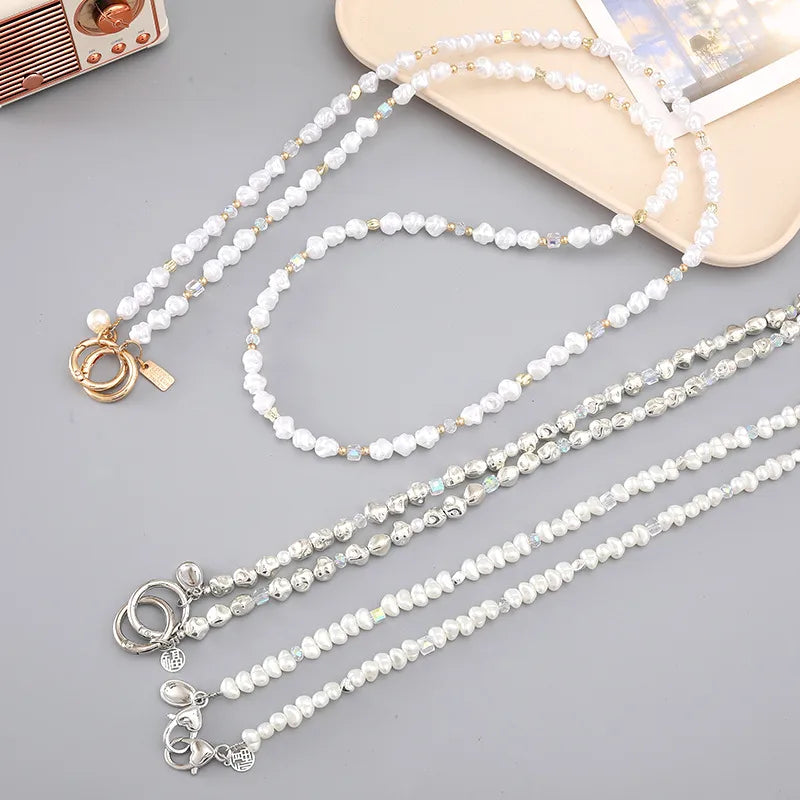 Basic Geometric Artificial Pearl Beaded Mobile Phone Chain