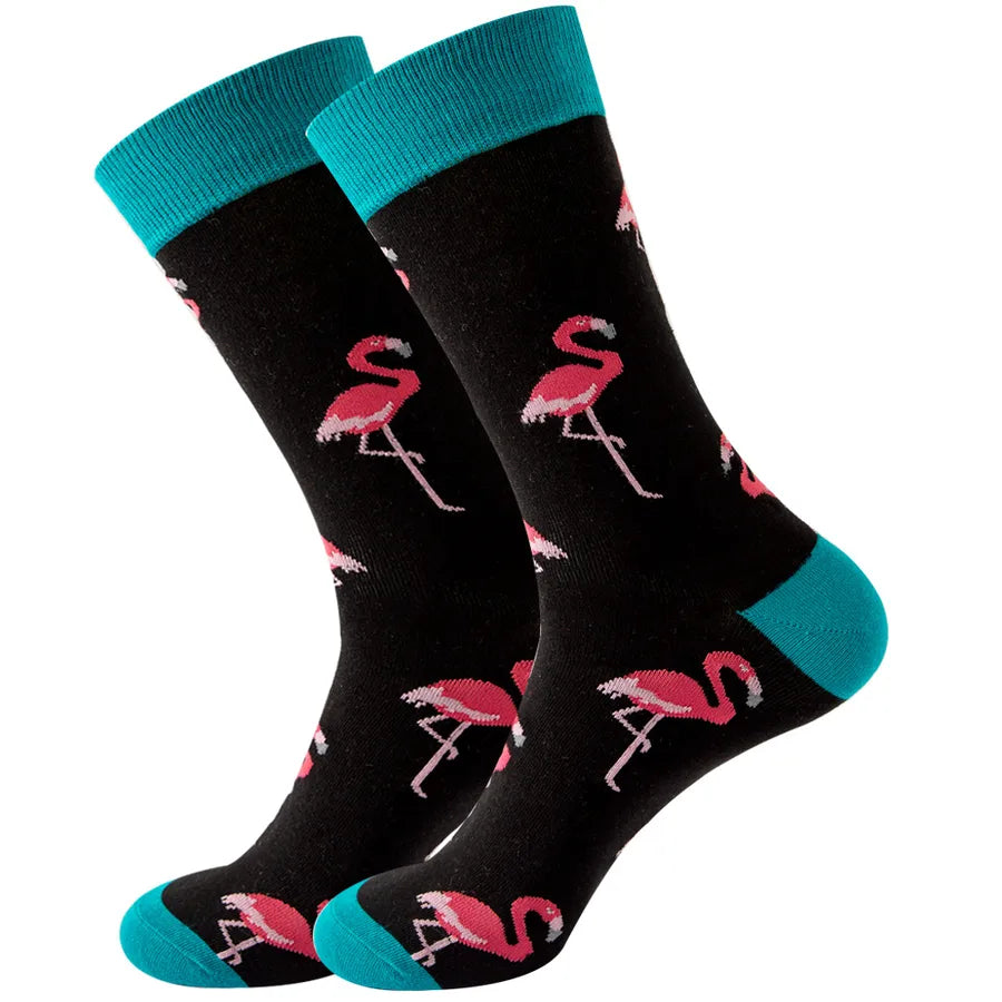 Classic Style Streetwear Unisex Geometric Zebra Egg Cotton Crew Socks 5 Pairs
