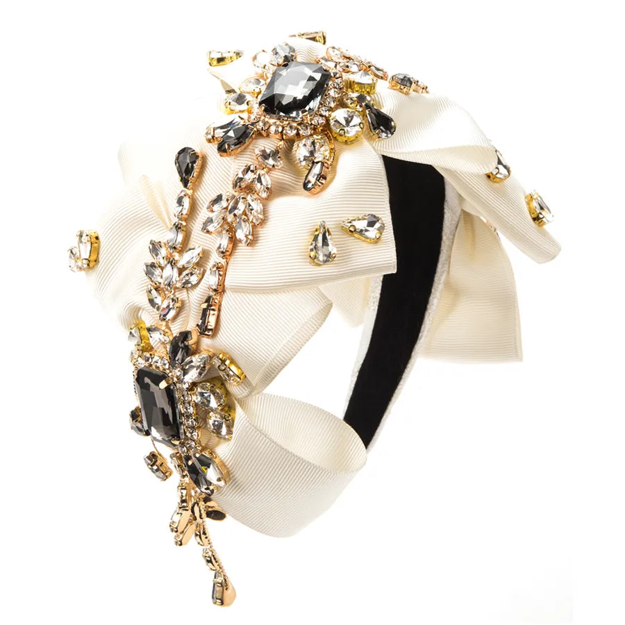women's luxurious shiny bow knot cloth inlay rhinestones glass hair band