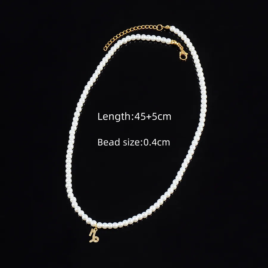 Casual Elegant Classic Style Constellation Artificial Pearl Copper Beaded Chain Beaded Necklaces Wholesale