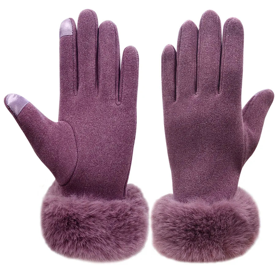 Women's Winter Fashion Touchscreen Gloves Warm Cycling Cold Proof Gloves Stylish Basic Design Polyester Fabric Hand Warmer