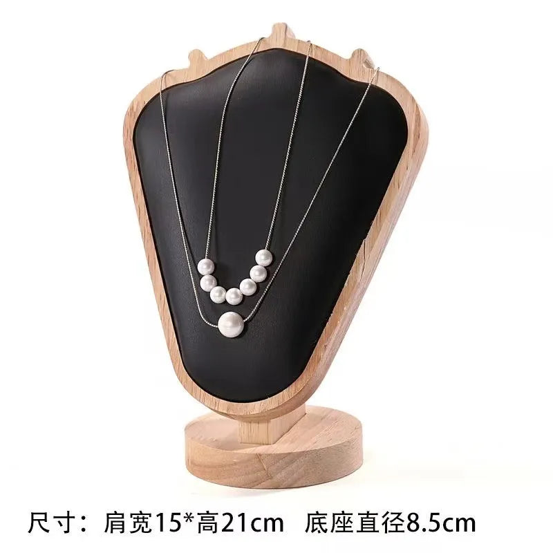 Walnut Texture Necklace Display Stand Mannequin Jewelry Showcase Window Display Props Luxury Wooden Real Material Exhibits