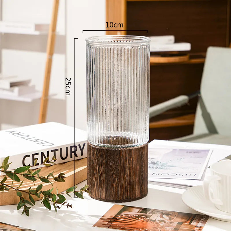 Simple Style Stripe Glass Vase Artificial Decorations