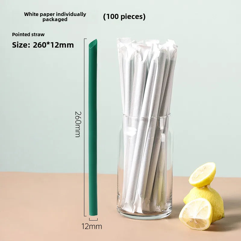 Disposable straw thick separate packaging commercial food grade plastic green hot drink pearl milk tea coffee special thin