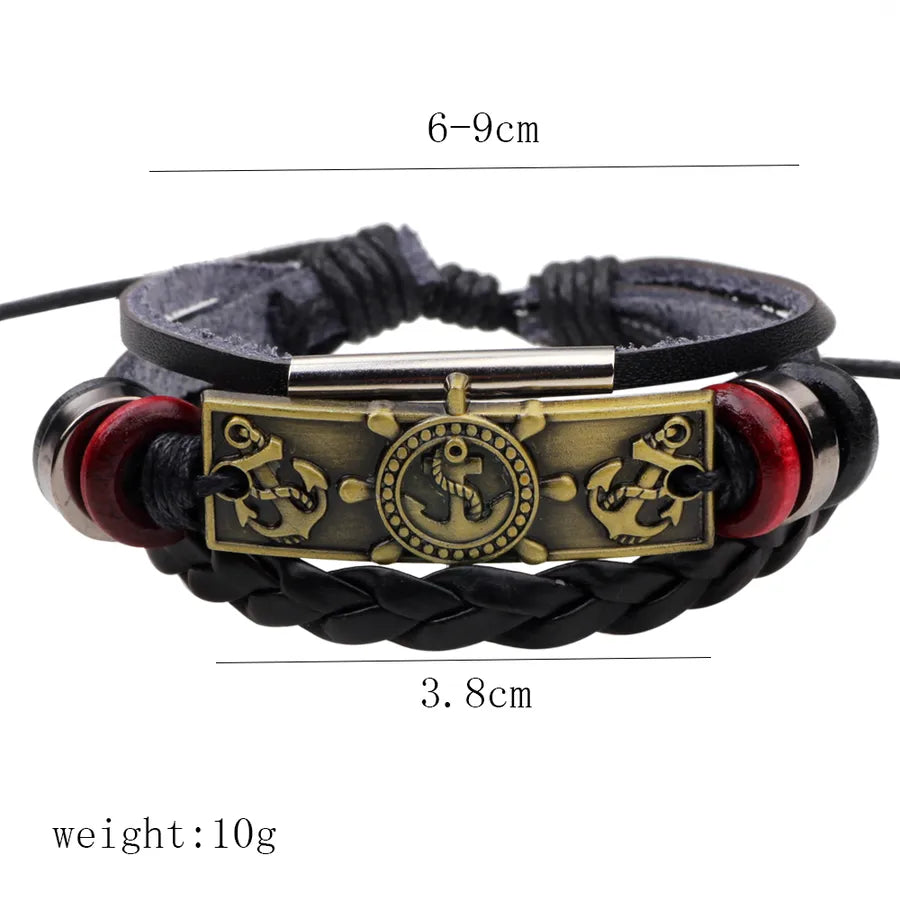 retro cross pu leather alloy braid unisex bracelets