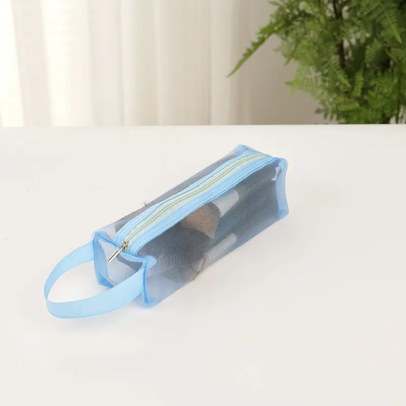 Travel Storage Three-piece Cosmetics Storage Bag Portable Travel Bag Mesh Storage Bag Folding Washable Coin Purse