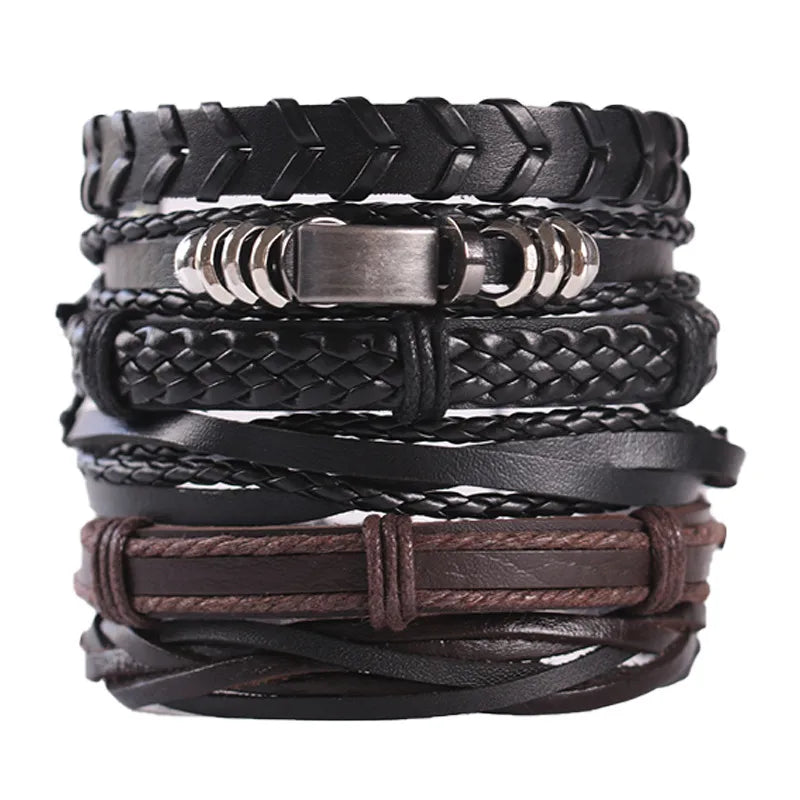 hip-hop solid color pu leather men's bangle 1 piece