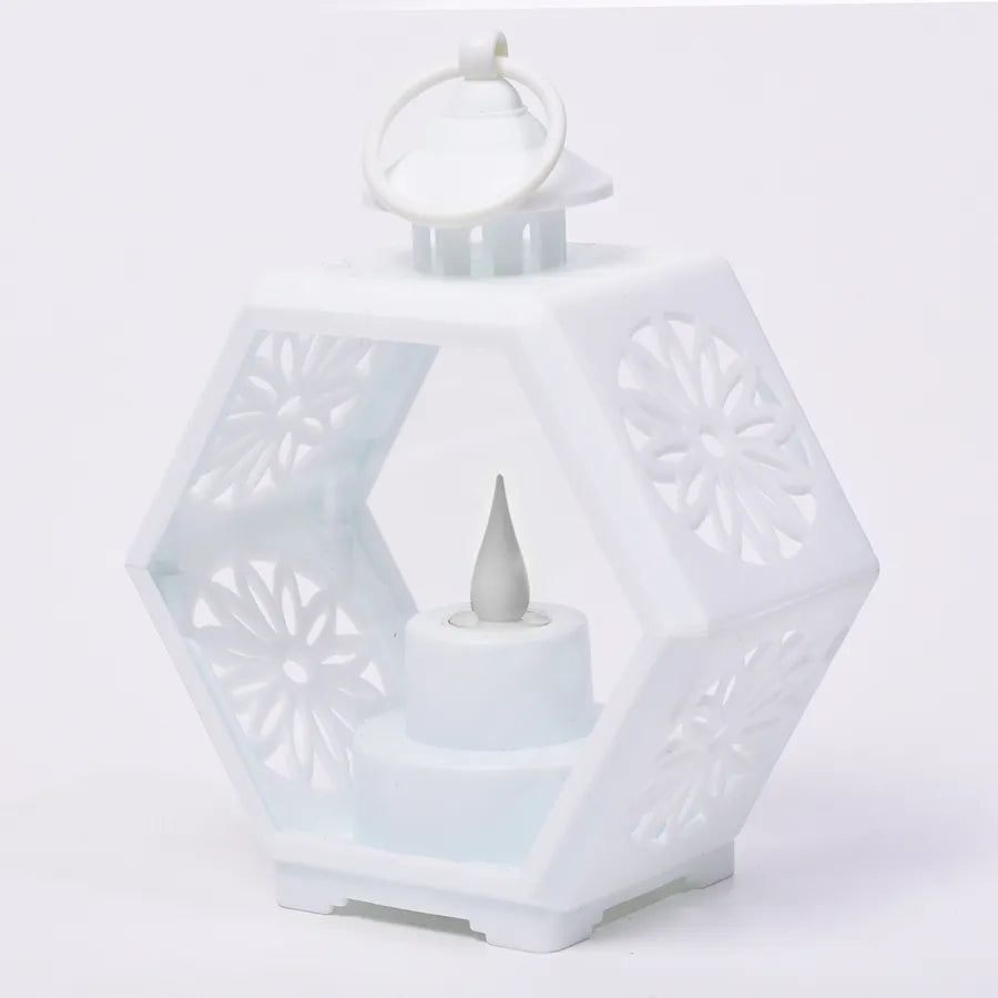 Retro Hexagonal Lantern Electronic Candle Light Decorative Ornaments Handheld Atmosphere Night Lamp Small Candle Light