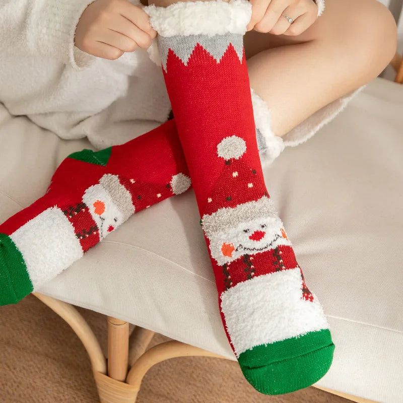 Christmas Sweet Women's Cartoon Snowman Polyacrylonitrile Fiber Crew Socks A Pair