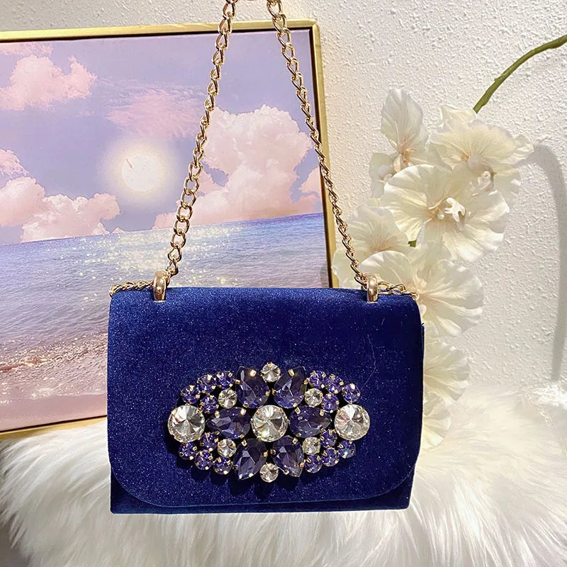 velvet Solid Color Square Evening Bags