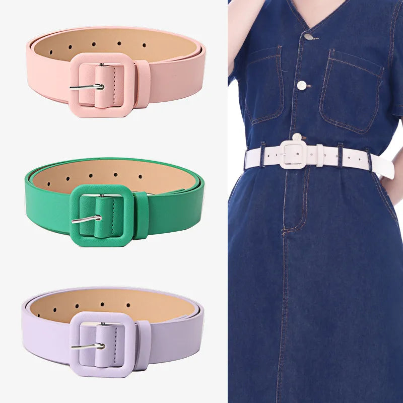 Elegant Simple Style Solid Color Pu Leather Women's Leather Belts