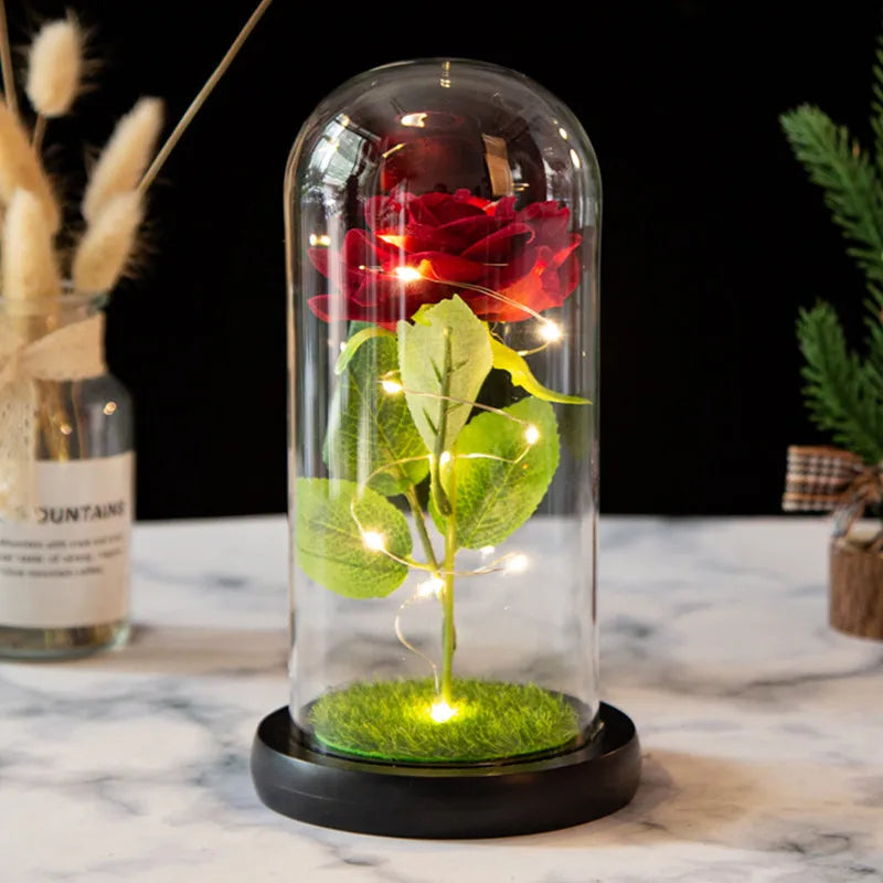 Romantic Rose Plastic Wood Glass Artificial flowers