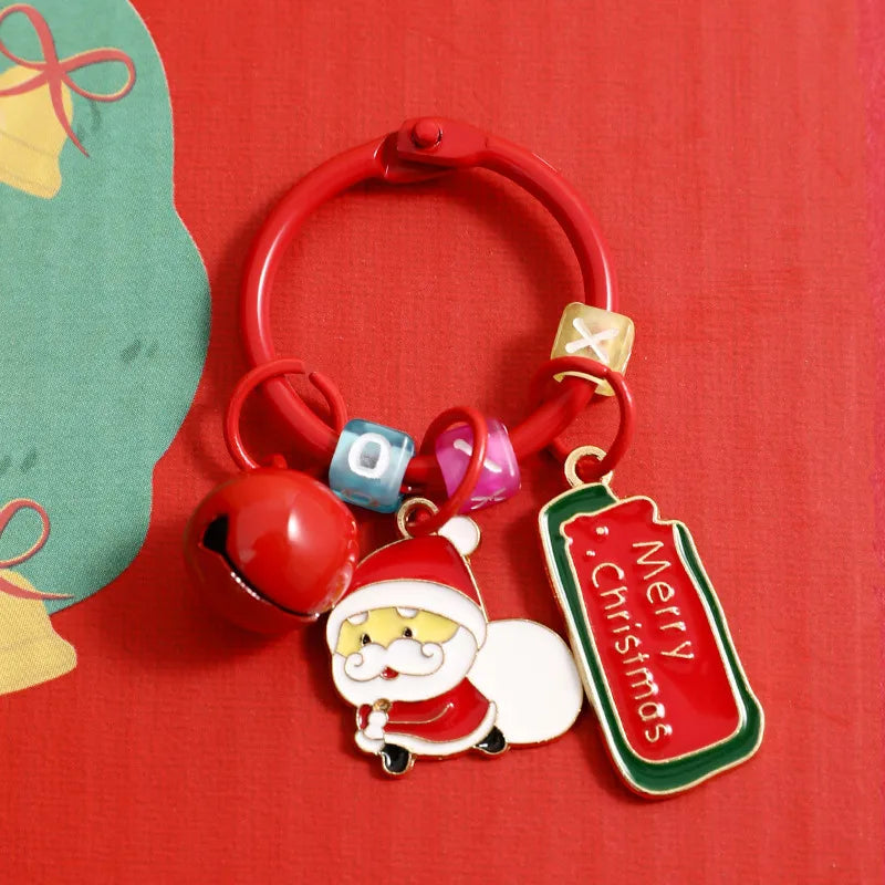 Creative Metal Santa Claus Keychain Christmas Themed Cartoon Small Tag Pendant Couple's Bag Accessory Unique Gift