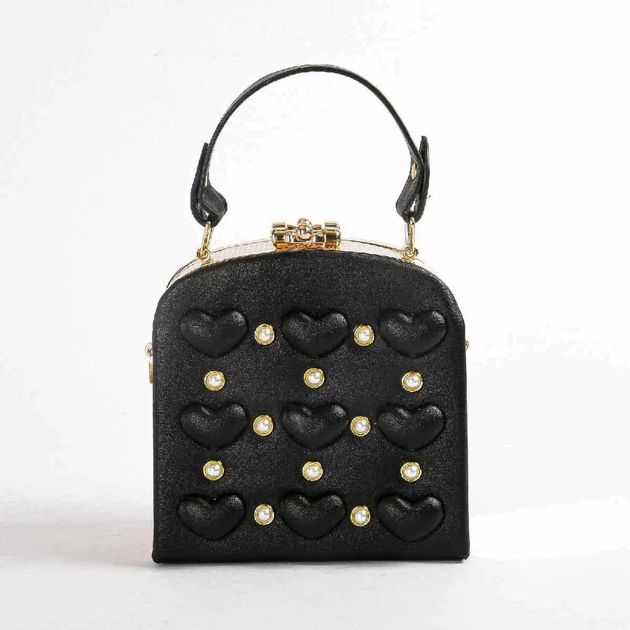 Pu Leather Heart Shape Solid Color Square Evening Bags