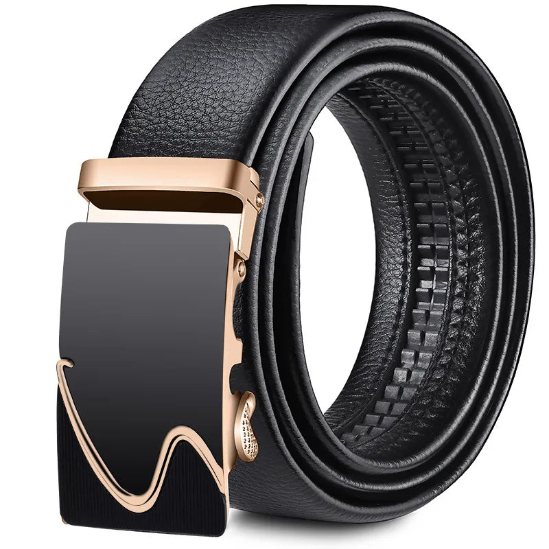 direct Belt Men's wholesale Youth Business soft leather 3.5 Automatic buckle Black Belt running Jianghu goods source