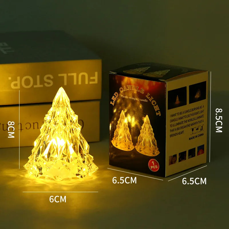 Trendy Cute Ice Crystal Night Light Christmas Tree Atmosphere Lamp Glowing Room Decorations Dormitory Ornaments Acrylic Material