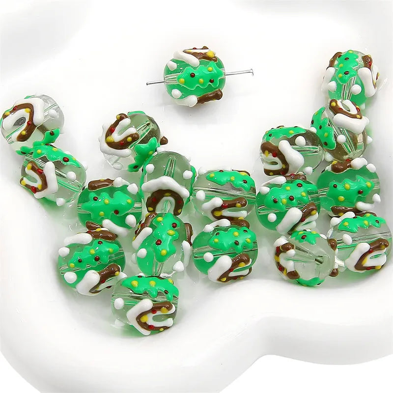 Handmade Christmas Oil Drop Glass Beads Cartoon Loose Beads For DIY Bracelets Necklaces Earrings Accessories Jewelry Making
