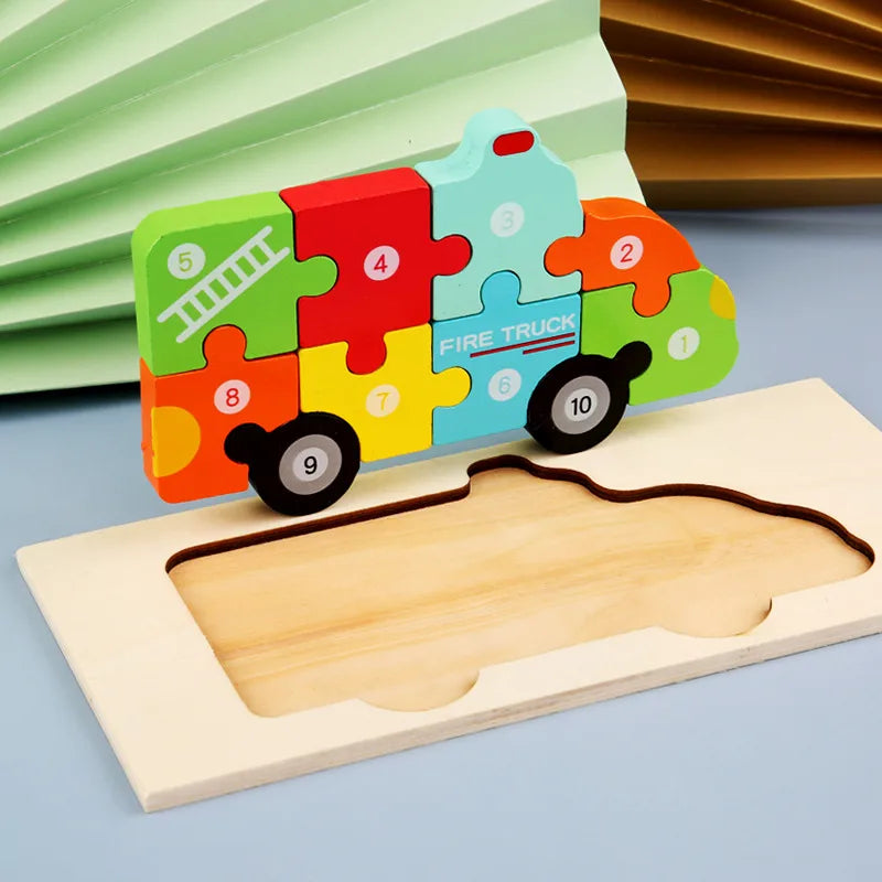 3D Wooden Dinosaur Puzzle Early Education Toys For Kids Assembly Building Blocks Baby Cognitive Skills Development Playset