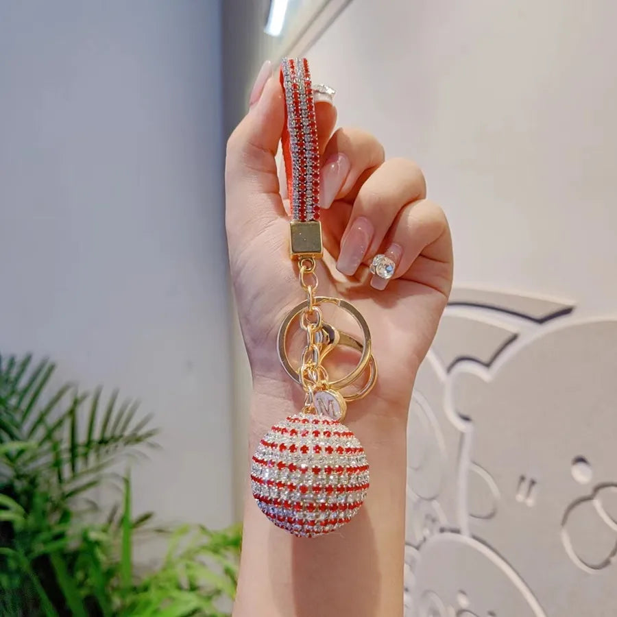 Creative Letter Crystal Ball Keychain Luxury Car Keyring Elegant Bag Charm Christmas Valentine's Day New Year Gift