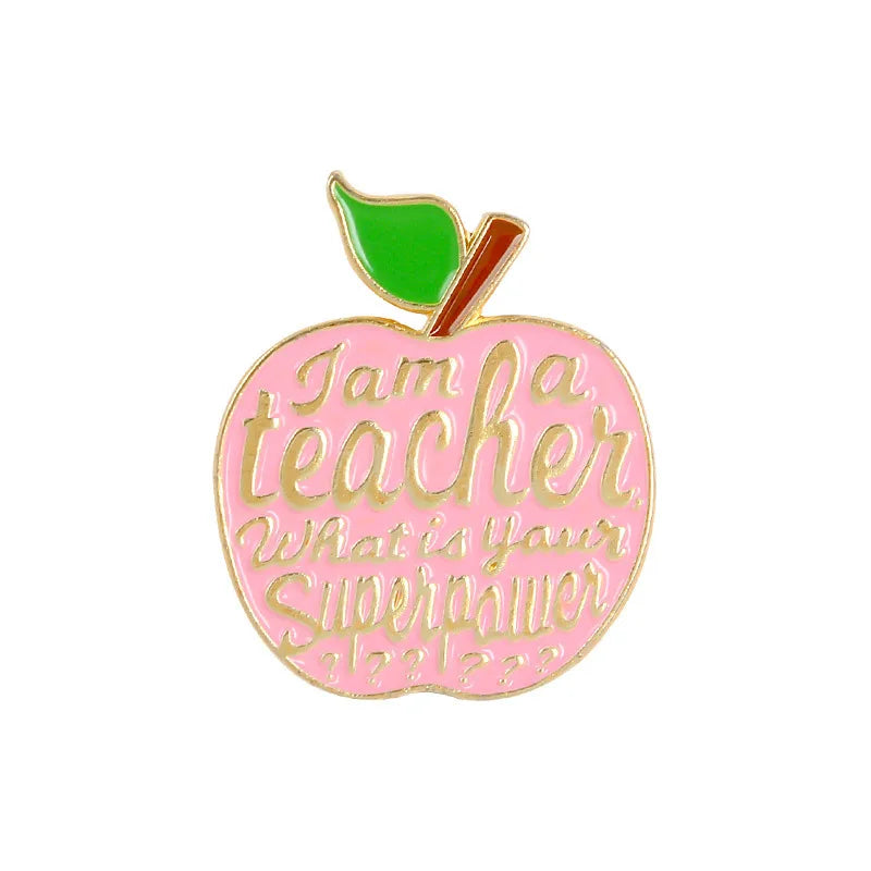 Cartoon New Teachers' Day Gift Brooch Four Color Apple Fun Letters Teacher Brooch Clothes Pin Accessories