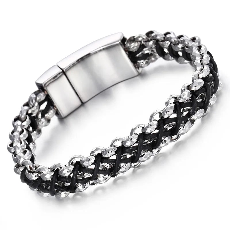 casual streetwear geometric stainless steel men's bangle