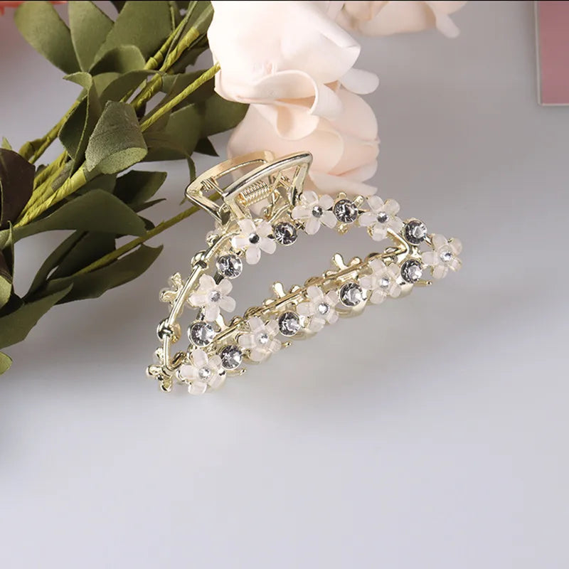 vintage style flower zinc alloy plating inlay zircon hair claws