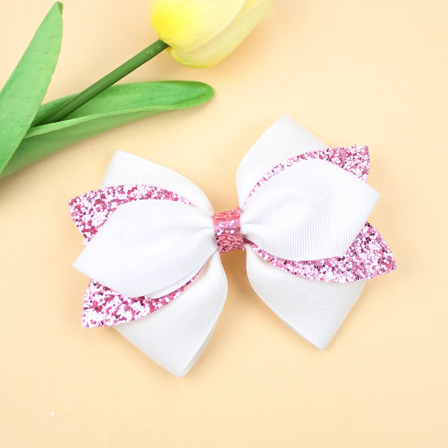 Europe and the United States new double-layer children's glitter film bow hair accessories girls hair clips cute girls hair accessories
