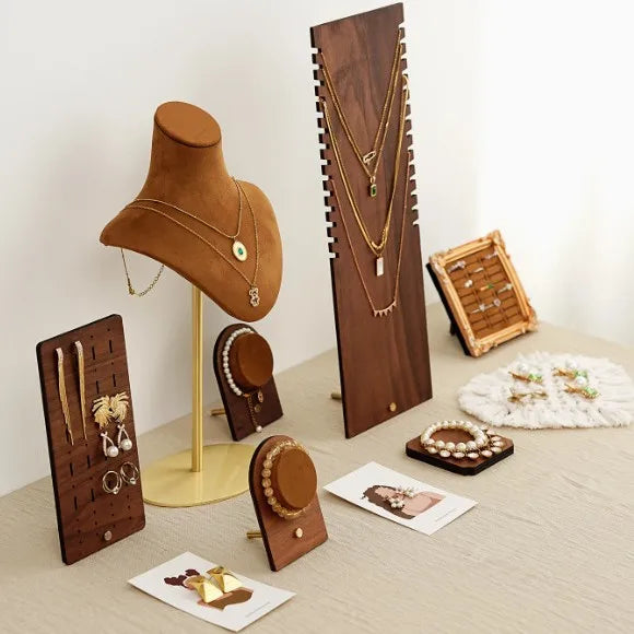 Adjustable Brown Jewelry Display Stand Necklace Bracelet Earring Storage Photography Props Ornament High-End Sensation Print