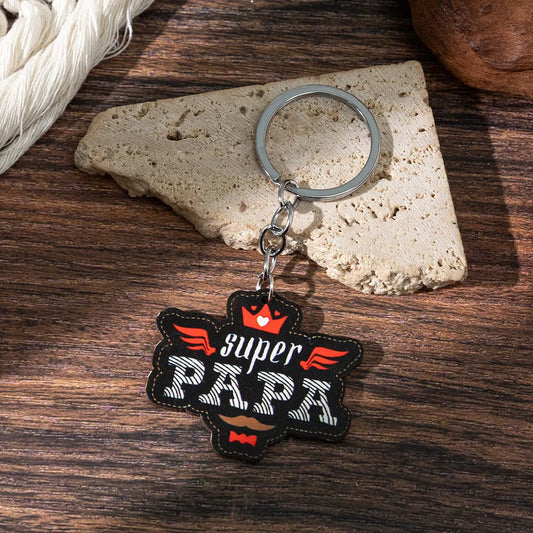 1 Piece Retro Classic Style Letter Wood Printing Thanksgiving Father'S Day Bag Pendant Keychain