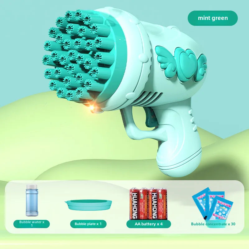 Shake the same 69-hole electric bubble machine children's toys handheld Gatling rocket launcher 32-hole bubble gun wholesale