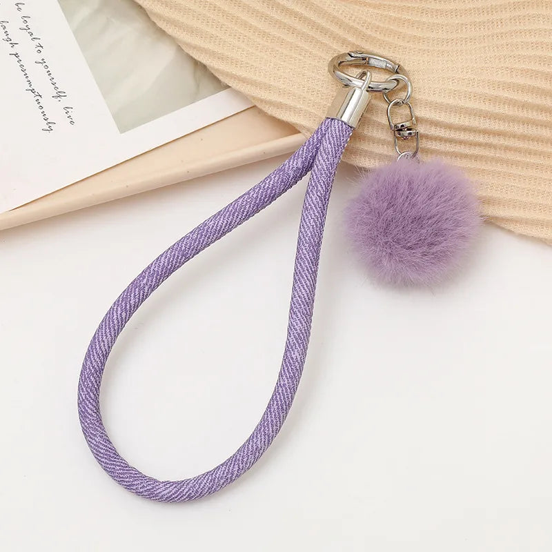 Basic Solid Color Plush Keychain