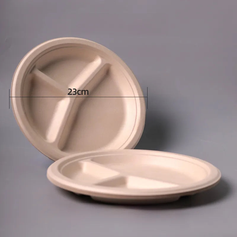 Disposable Sugarcane Pulp Paper Plate Dinner Plate Barbecue Cake Kindergarten Drawing DIY Paper Plate Thickened Pulp Plate