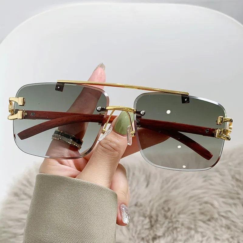 Simple Style Classic Style Color Block Ac Square Frameless Women's Sunglasses
