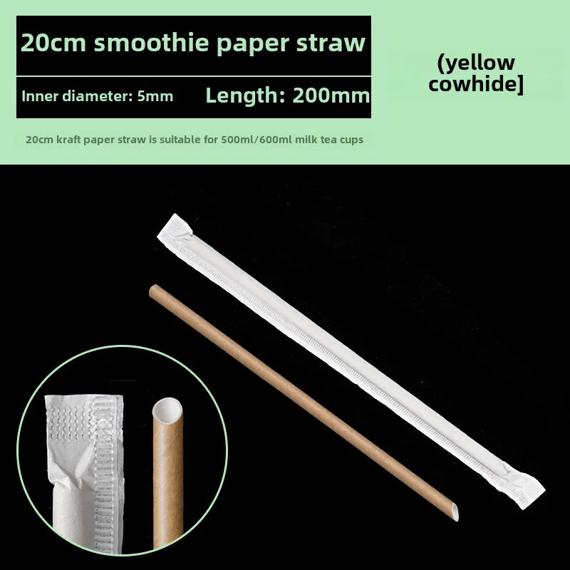 Degradable white yellow disposable single independent packaging environmental protection bubble tea food grade paper straw