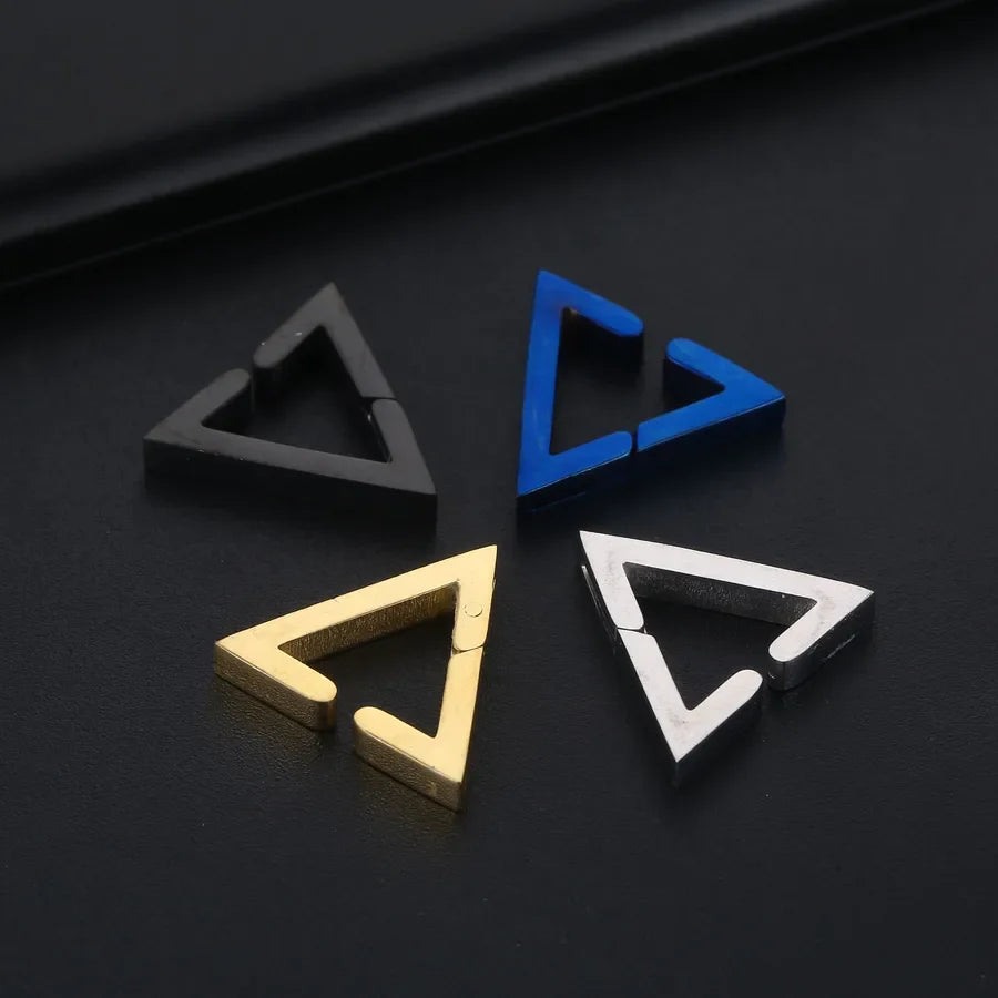 simple style triangle titanium steel polishing ear clips earrings 1 piece
